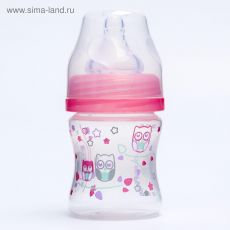 5200544 Бутылочка для кормления, антиколиковая, широкое горло, 120 мл., цвет розовый