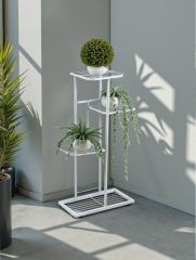 Подставка для цветов Greengo, 4 полки, 43×22×82 см, напольная, металл, белая