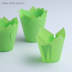 ЦЕНА ЗА 180 ШТ! 4572049 Форма бумажная "Тюльпан", зеленый, 5 х 8 см