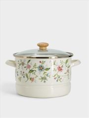 Кастрюля, 24 см, 6.5 л, со вставкой-пароваркой, эмалированная, с крышкой стеклянной, Прованс