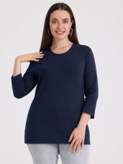 330580 Апрель Лонгслив темно-синий