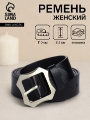 Ремень женский, ширина 2,5 см, винт, пряжка металл, цвет чёрный