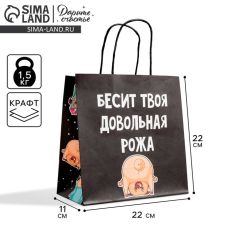 АКЦИЯ! ЦЕНА ЗА 3 ШТ! Пакет подарочный, упаковка, «Бесит», 22 х 22 х 11 см