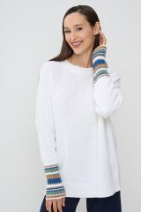 9242-94090-501/5300521/4300914/3600588 Джемпер NEWVAY Белый/ристретто/нефритовый аспарагус/деним