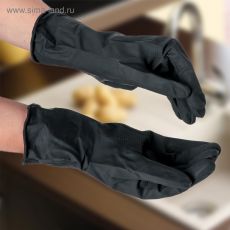 2369325 Перчатки хозяйственные резиновые Доляна, размер XL, защитные, химически стойкие, 55 гр, цвет чёрный