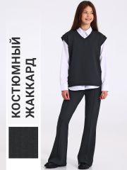 552162 Апрель Костюм твид елочка черный