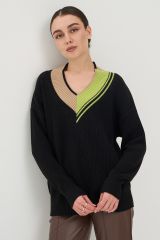 9242-94110-9500/5200785/321 Джемпер NEWVAY Черный/латте/жасминовый чай