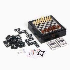 Подарочный набор игр «4 в 1», шахматы, домино, карты, деревянная подарочная версия