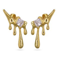 Серьги Оттепель (белый фианит; покрытие золото), Есть комплект