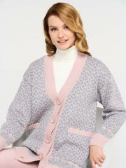 Кардиган женский 9232-91007 розовый жемчуг/стальной NEWVAY