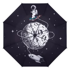Чёрный зонт-автомат с рисунками внутри