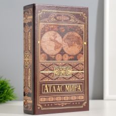 Шкатулка книга-сейф «Атлас Мира», дерево, искусственная кожа, 21×13×5 см