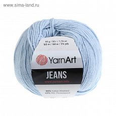 ЦЕНА ЗА 10 ШТ! 3020615 Пряжа "Jeans" 55% хлопок, 45% акрил 160м/50гр (75 бл. голуб)