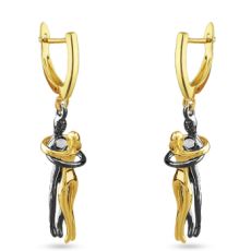 Серьги Объятия (покрытие золото, черный родий), Есть комплект