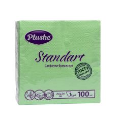 ЦЕНА ЗА 2 УП! 10603023 Салфетки бумажные Plushe Standart, 1 cлой, 24х24, 100 листов, цвет МИКС