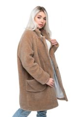 Пальто стильное из овечьей шерсти THE BARREL, цвет Camel, цвет КОРИЧНЕВЫЙ