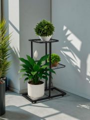 Подставка для цветов Greengo, 3 полки, 43×22×57 см, напольная, металл, чёрная