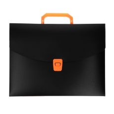 9344982 Папка портфель А4, 700 мкм, 1 отделение, Calligrata, чёрный с оранжевыми элементами отделки