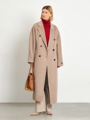 Двубортное пальто из шерсти, R133/toffees