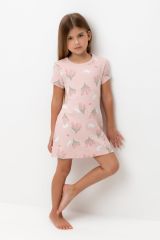 CROCKID Сорочка К 1156 тропический персик, зайчики и тюльпаны