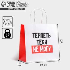 АКЦИЯ! ЦЕНА ЗА 3 ШТ! Пакет подарочный, упаковка, «Терпеть тебя не могу», 22 х 22 х 11 см