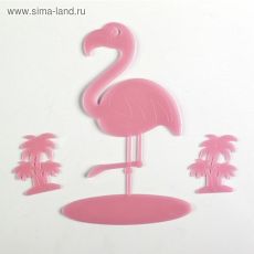 4114384 Наклейка пластик фосфорная "Фламинго" МИКС 29х14 см