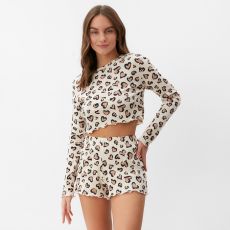 Пижама женская (лонгслив, шорты) KAFTAN Leo love, размер 48-50