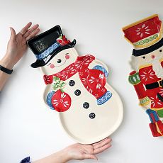 Новогоднее блюдо большое СНЕГОВИК