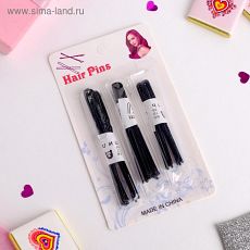 4559628 Шпилька для волос (набор 30 шт) 6 см, 7 см, 8 см, чёрный