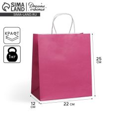 АКЦИЯ! ЦЕНА ЗА 3 ШТ! Пакет подарочный крафтовый, упаковка, Pink, 22 х 25 х 12 см