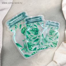 4718330 Набор пакетов для хранения сыпучих продуктов 3 шт "Листья" 15х10/20х13/24,5х16,5, zip-lock