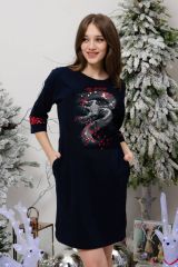 473134 Натали Туника красная клетка+змея