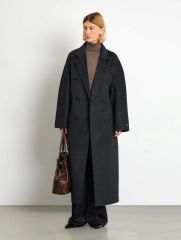 Двубортное пальто из шерсти, R133/petrichor