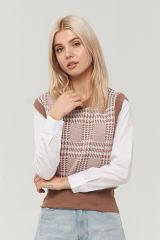 BY222-14067-579/01 Жилет NEWVAY Св.кофейный/Белый
