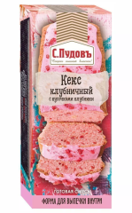 ПУДОВ Кекс клубничный с кусочками клубники 300г