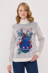 9242-94035-9202/0803/2700761/5175 Джемпер NEWVAY Лунный камень/изумруд/красный/василек