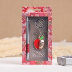 АКЦИЯ! 3 по цене 2! Набор подарочный, 2 предмета: ручка, брелок-яблоко