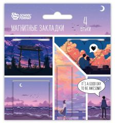 Закладки для книг магнитные Schoolformat АНИМЕ КОМИКС 4шт