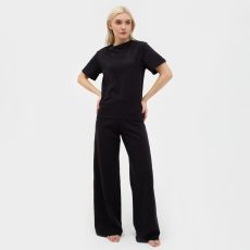 Пижама женская (футболка, брюки) KAFTAN Basic, размер 40-42, чёрная