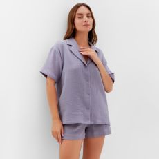 Пижама женская (рубашка, шорты) KAFTAN Basic размер 44-46, серая