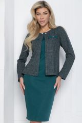 П12458-18 LT Collection Платье зелёно-бежевый
