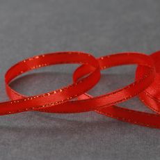 1902785 Лента атласная «Золотые нити», 6 мм × 23 ± 1 м, цвет красный №026