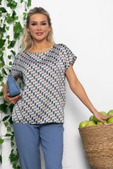 536023 LT Collection Блуза синий (мультиколор)