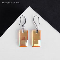 5009202 Серьги со стразами "Иллюзион" прямоугольник, цвет жёлтый в серебре