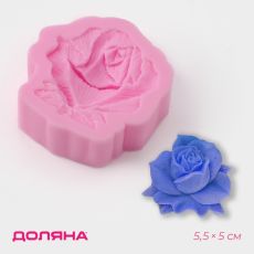 7576173 Молд Доляна «Дикая роза», силикон, 5,5×5×1,5 см, цвет розовый