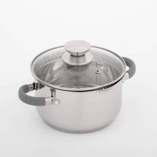 Кастрюля из нержавеющей стали Magistro Tefida, 2,5 л, крышка-дуршлаг, носик для слива, капсульное дно, силиконовые ручки, стеклянная крышка 4501329