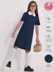 444917 Апрель Платье темно-синий+белый