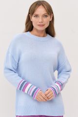 9242-94090-3100196/2301089/3400591/501 Джемпер NEWVAY Голубой/гиацинт/зимнее утро/белый