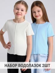 552358 Апрель Футболка светло-голубой+сливки