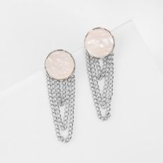 Серьги ассорти «Геометрия» круг с цепочкой, цвет серебро